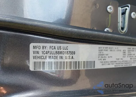 2021 Jeep Cherokee Latitude Plus Fwd from USA, damaged, VIN 1C4PJLLB8MD187559